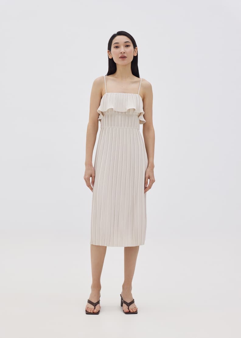 Frill pleated deals dress