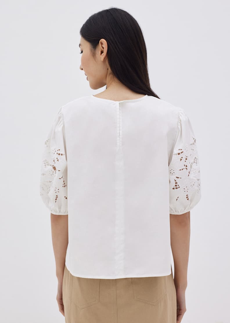 Puff sleeve deals broderie top