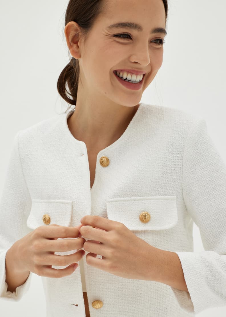 White tweed jacket hot sale