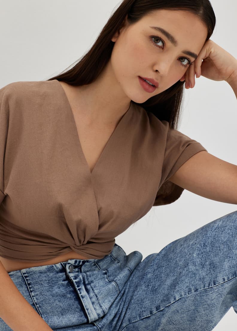 Elastic crop sweatshirt best sale