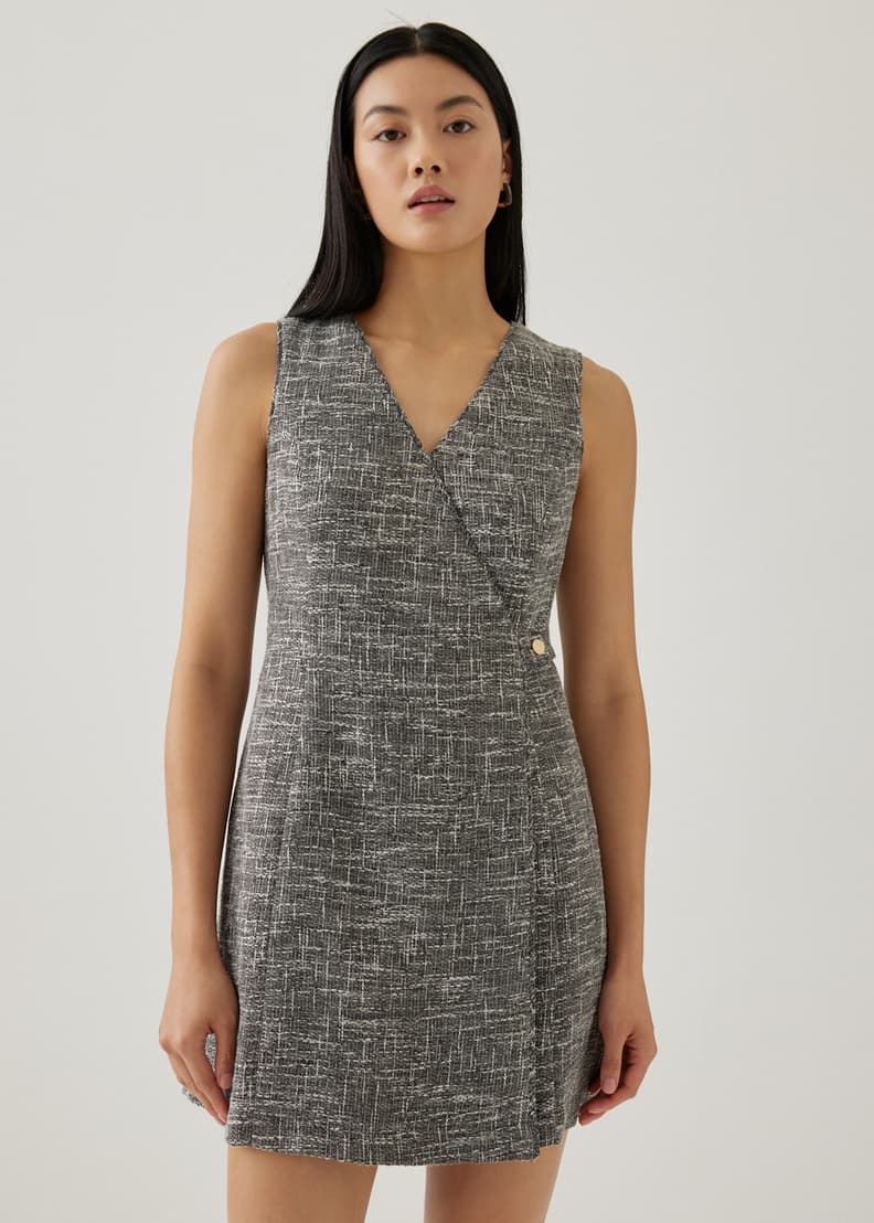 Tweed wrap dress outlet