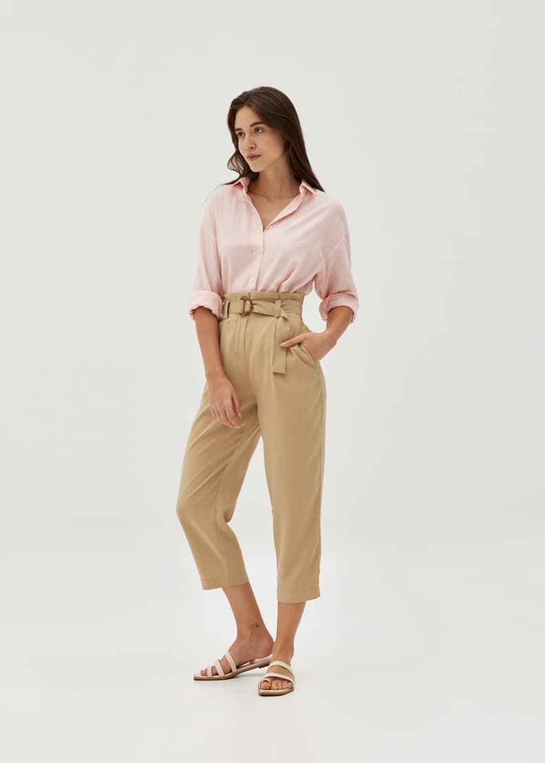 Khaki peg hotsell leg trousers