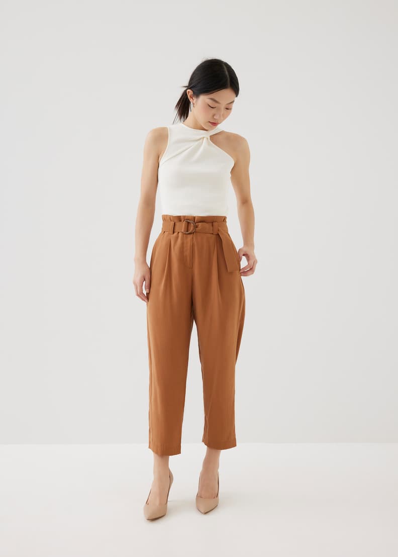Buy Delanie Belted Peg Leg Pants Love Bonito Singapore Shop