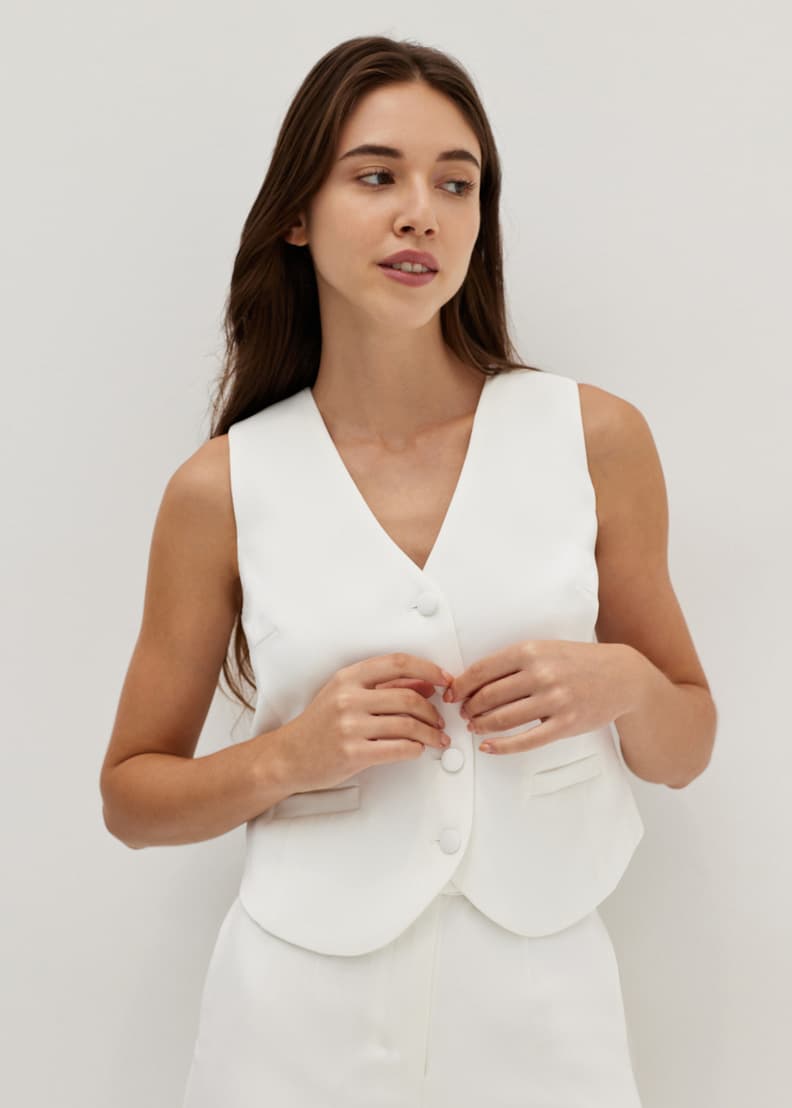White v neck vest on sale