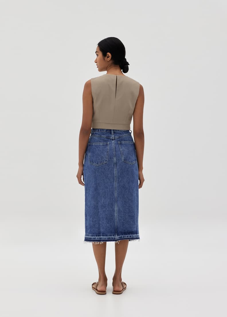 Larissa Front Slit Denim Skirt