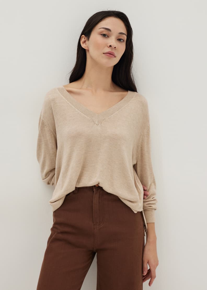 Relaxed v neck sweater outlet