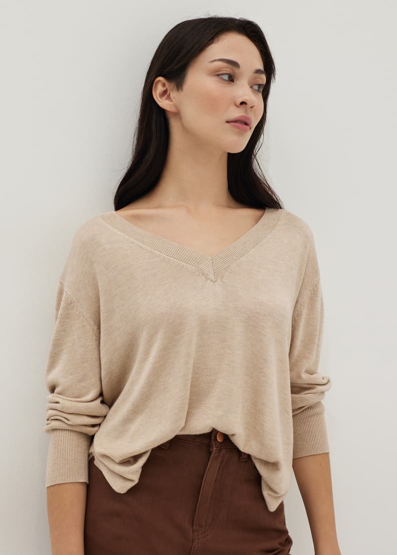 Relaxed v neck sweater discount