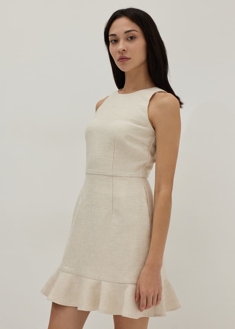 Nancy Tweed Ribbon Tie Peplum Dress Love Bonito US
