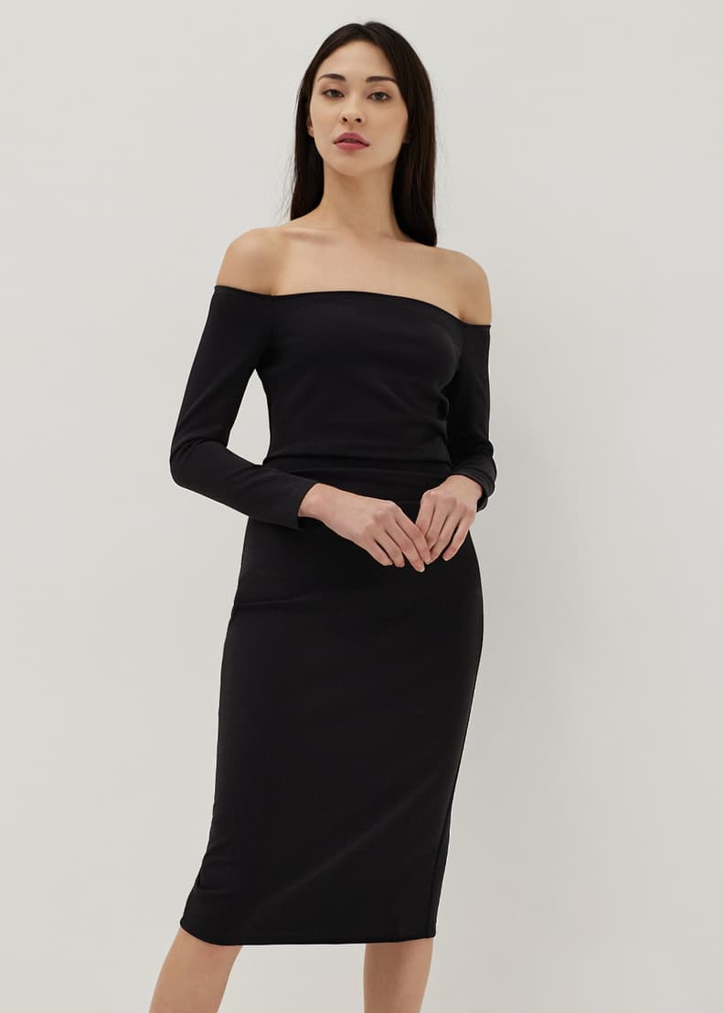White off the shoulder bodycon dress store
