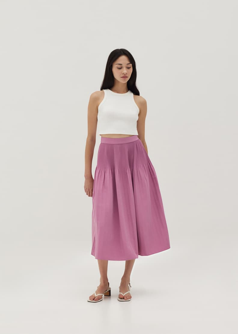 Pleated midi deals flare skirt