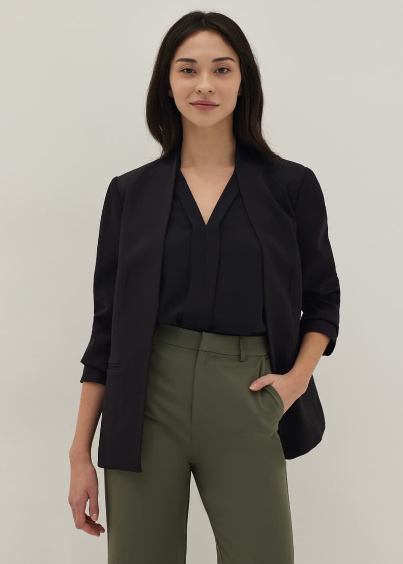 Brigitte Tailored Collarless Blazer