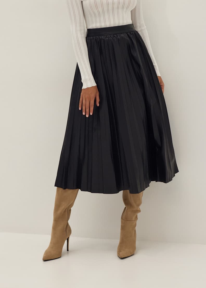 Tilly Pleather Sunray Pleated Midi Skirt Love Bonito US