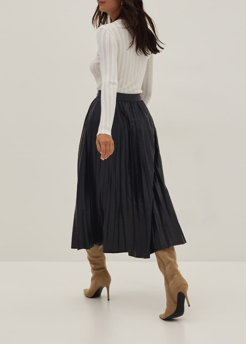 Tilly Pleather Sunray Pleated Midi Skirt