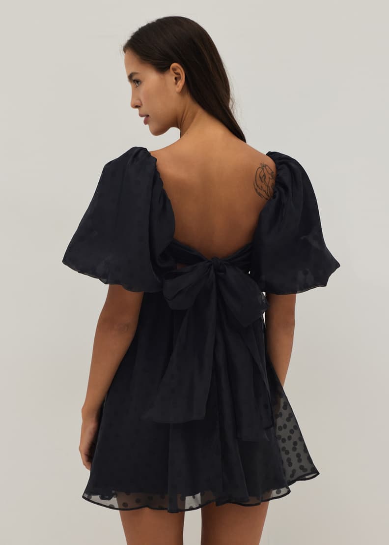 Monique Padded Jacquard Organza Babydoll Dress Love Bonito ID
