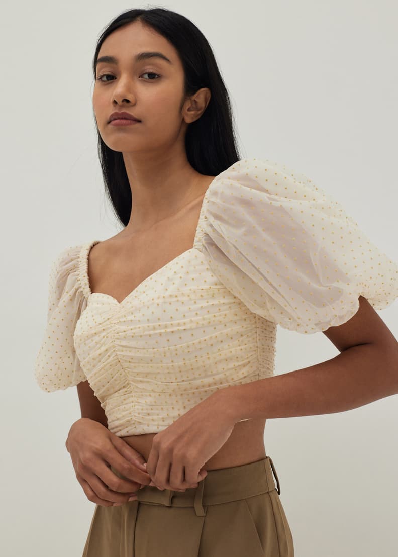 Polka dot bustier top sale