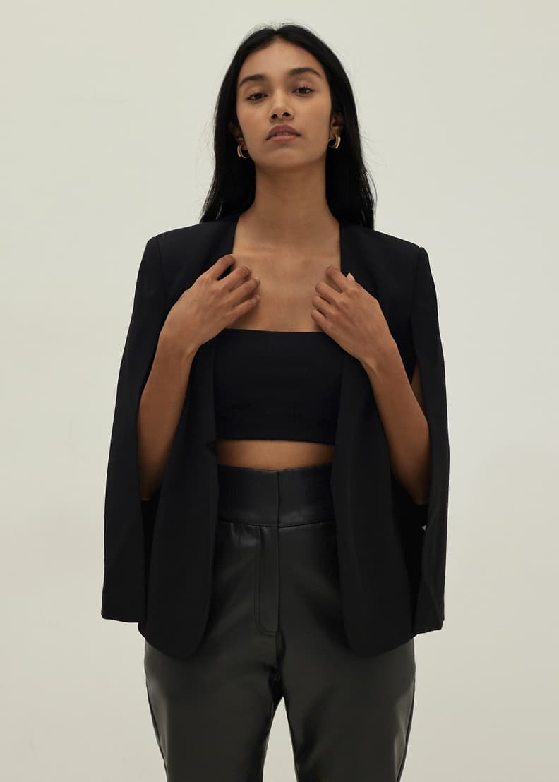 Cropped sales cape blazer