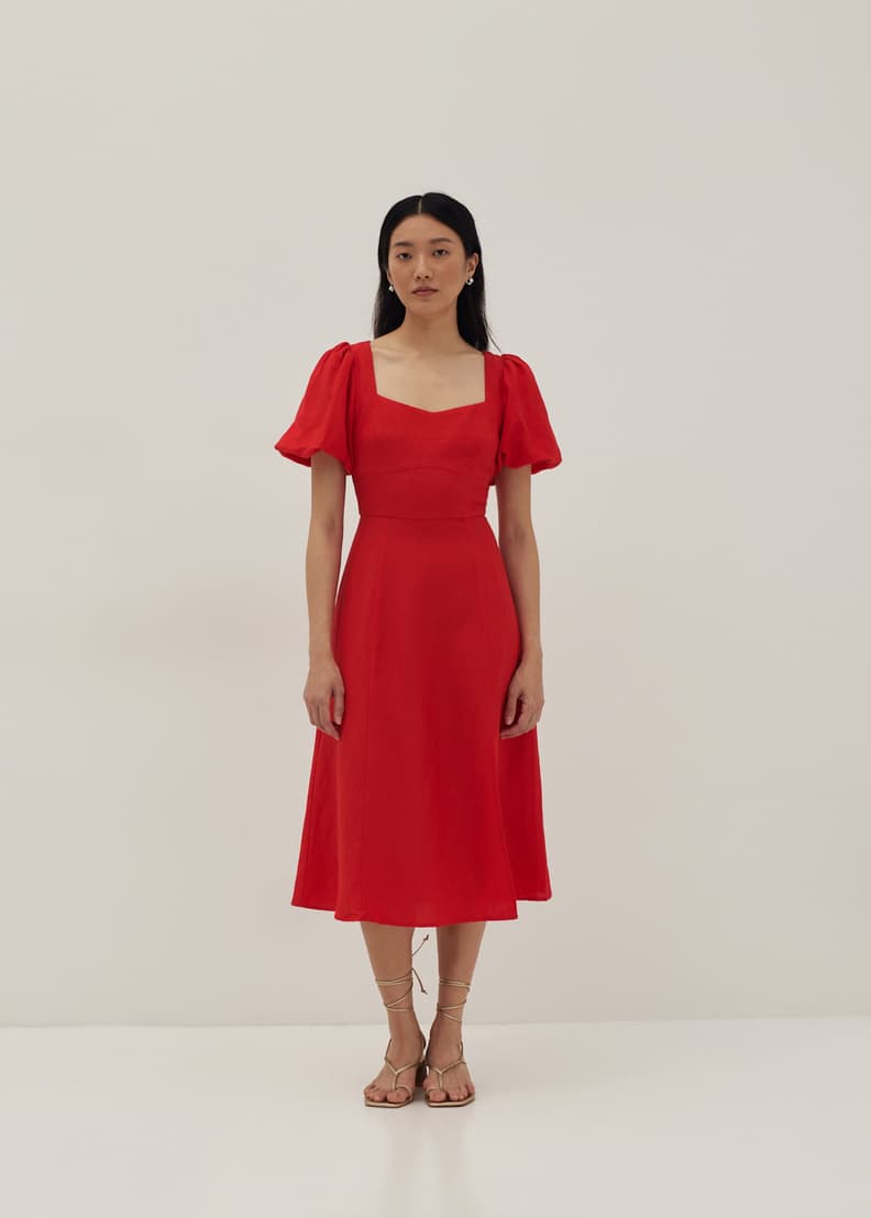 Buy Capella Bustier Puff Sleeve Linen Dress @ Love, Bonito | Shop Women ...