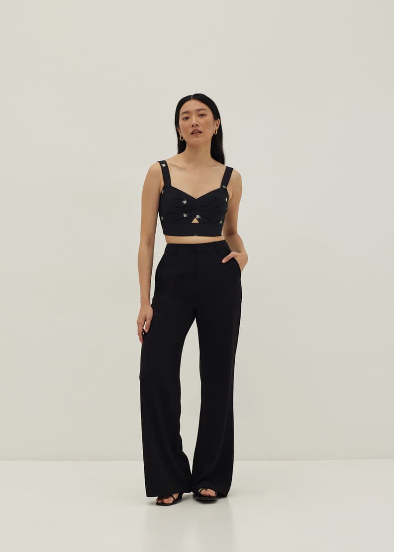 Perris Padded Embroidered Bustier Top