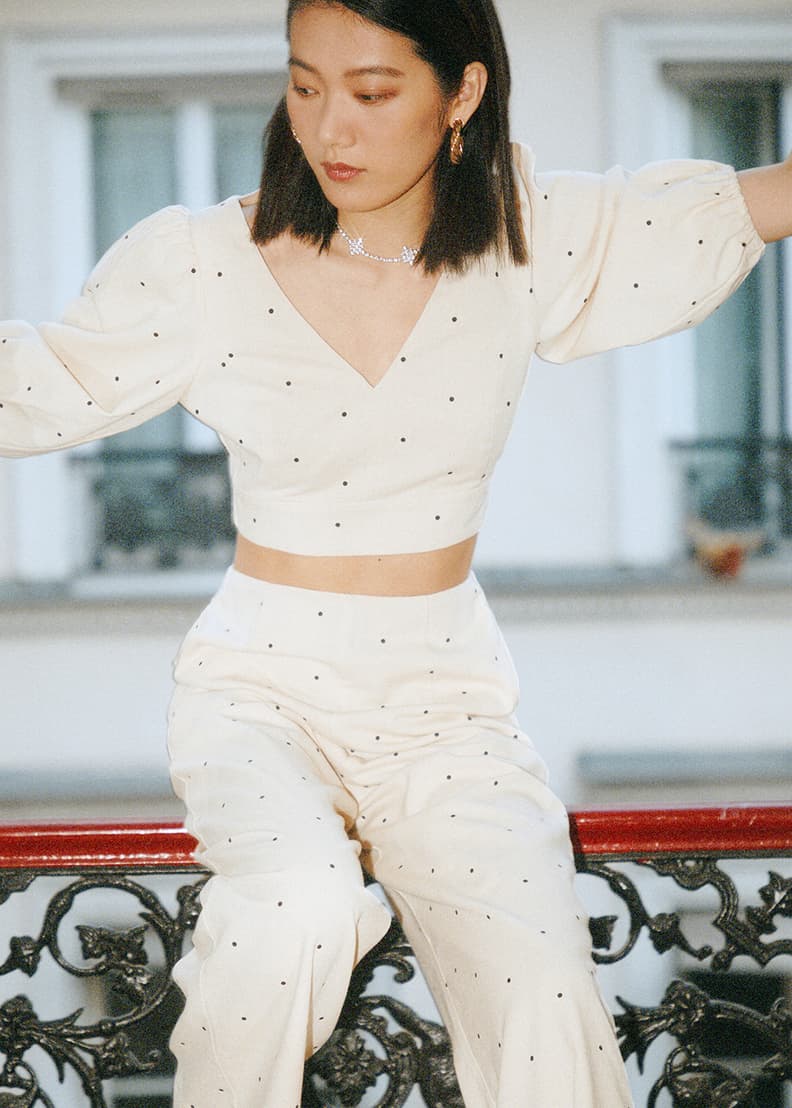 Polka dot best sale linen top