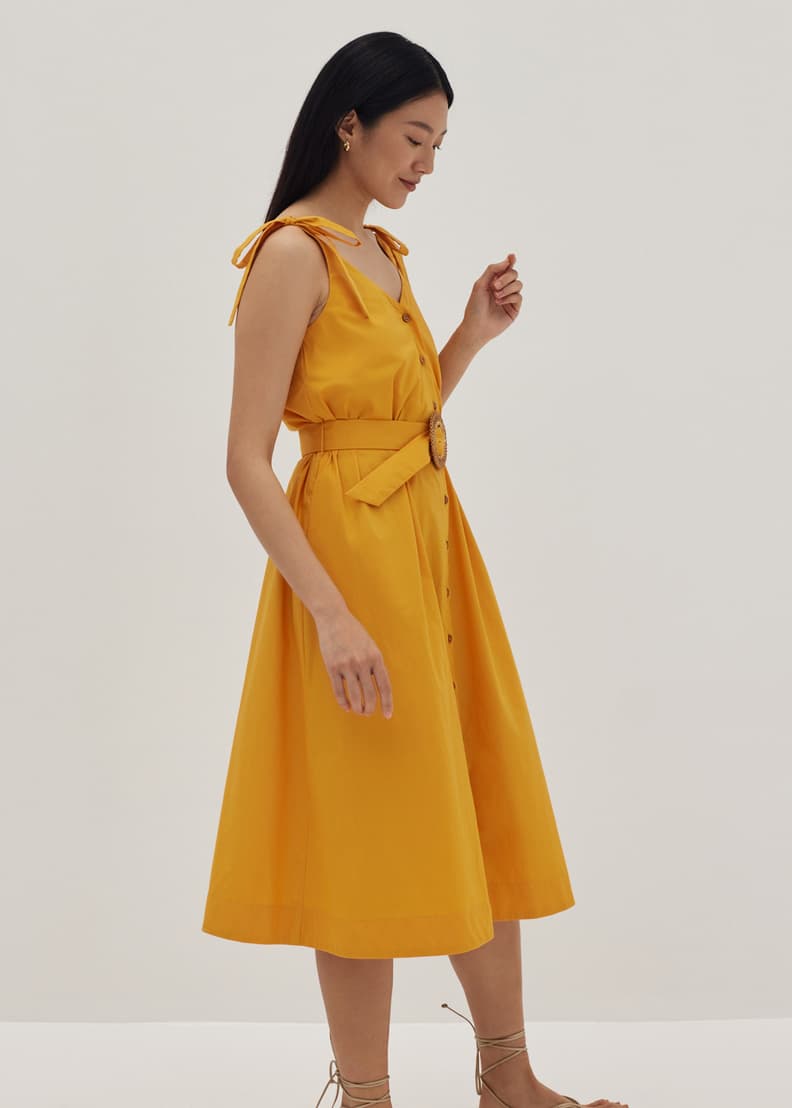 Zara yellow deals midi dress