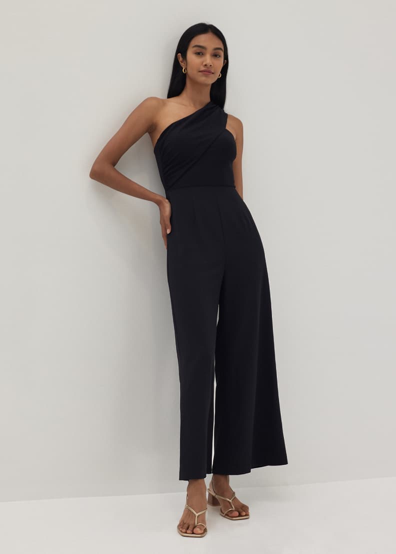 Dane Mixed Fabric Toga Jumpsuit | Love, Bonito US