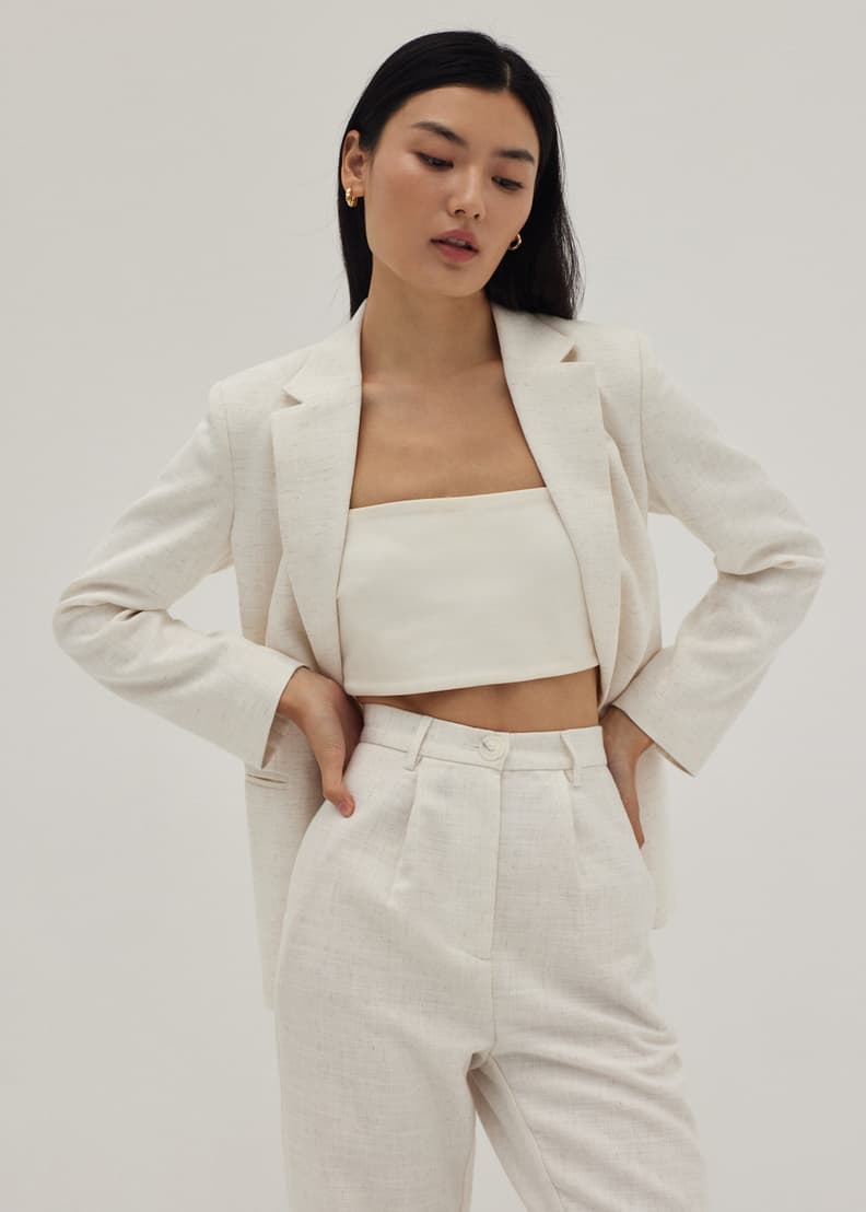 Belted blazer top sale