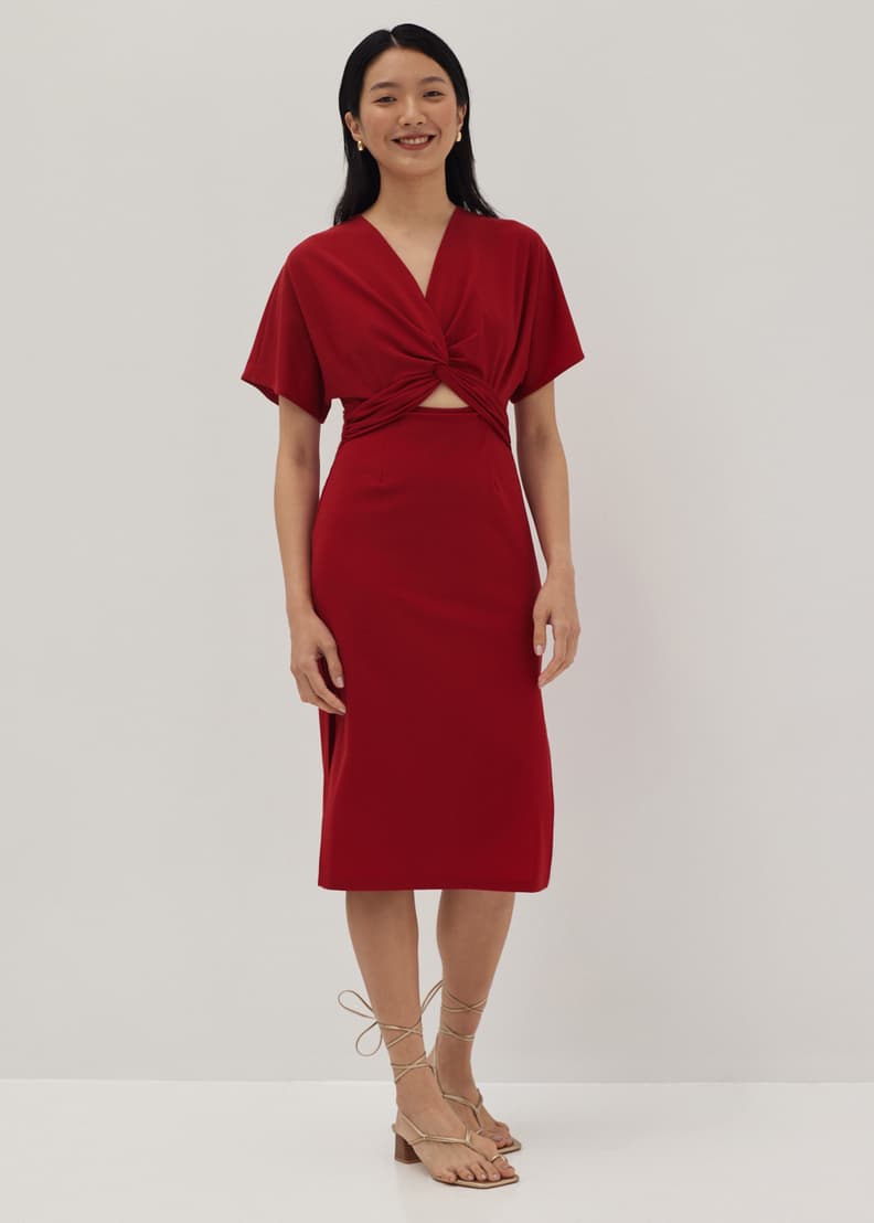 Buy Bryna Twist Front Midi Dress Love Bonito Singapore Shop