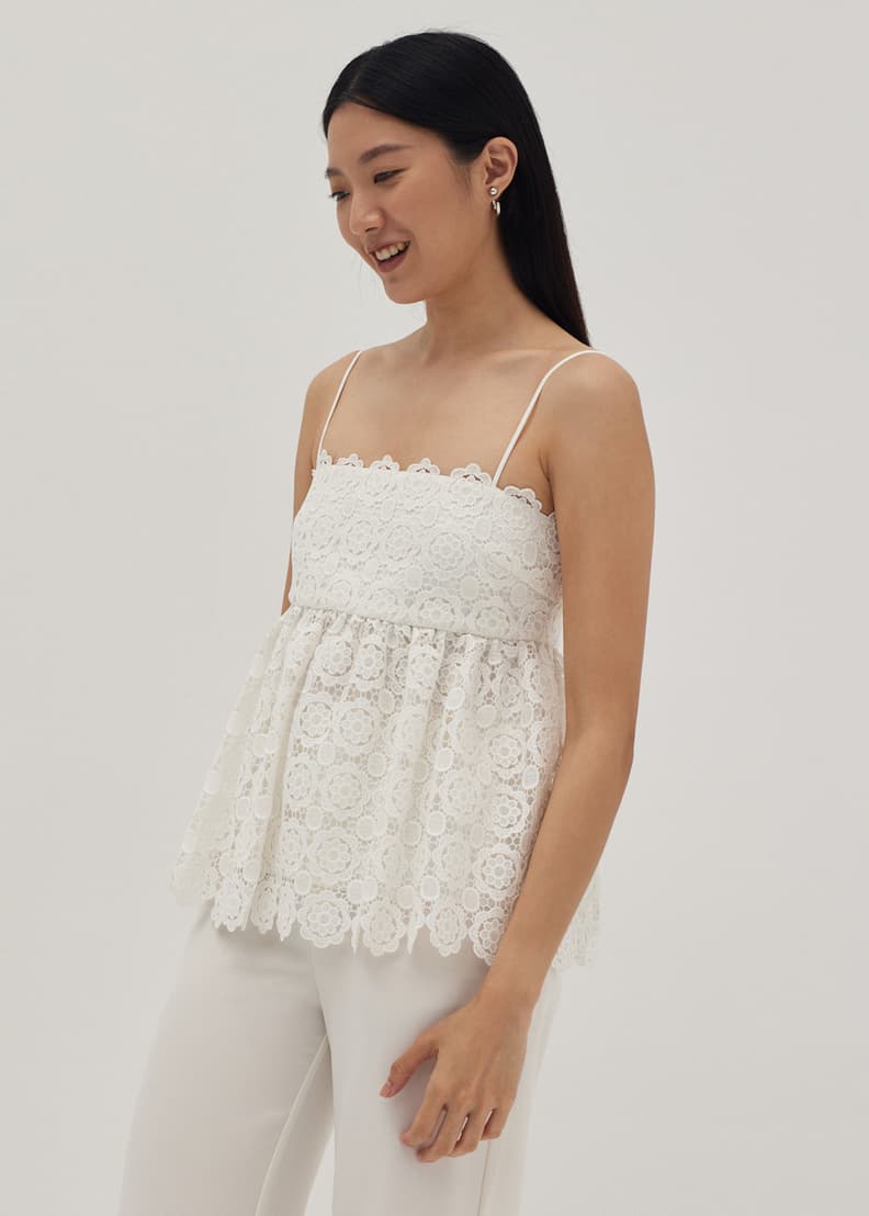 Buy Jaclyn Lace Scallop Peplum Camisole @ Love, Bonito Singapore, Shop  Women's Fashion Online