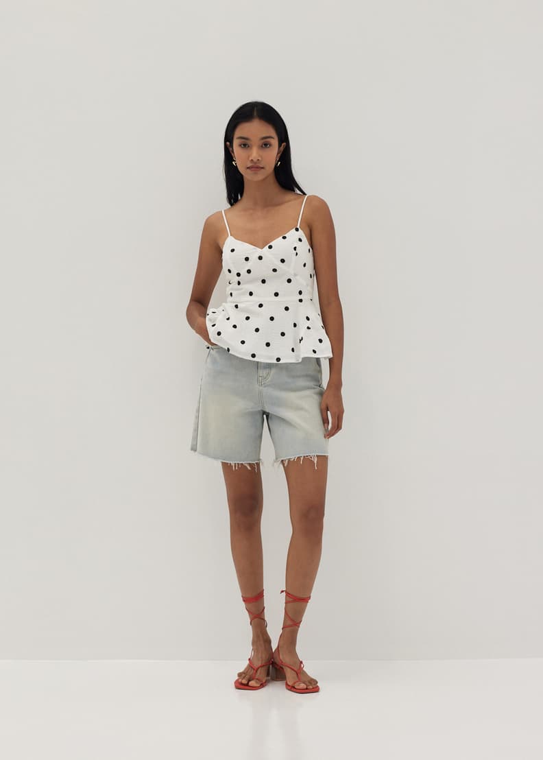 Peplum polka dot new arrivals top