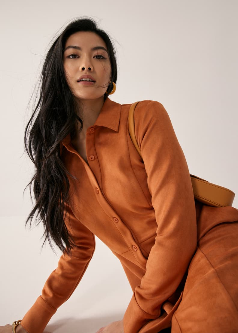 Suede shirt dress hot sale