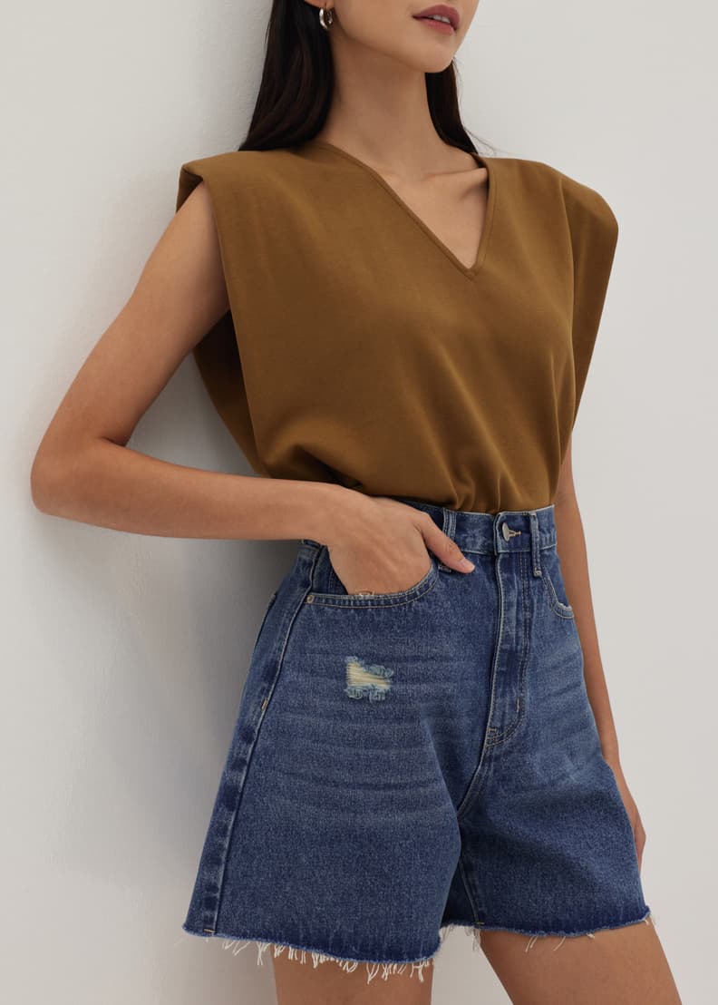 Frances Fray Hem Denim Shorts