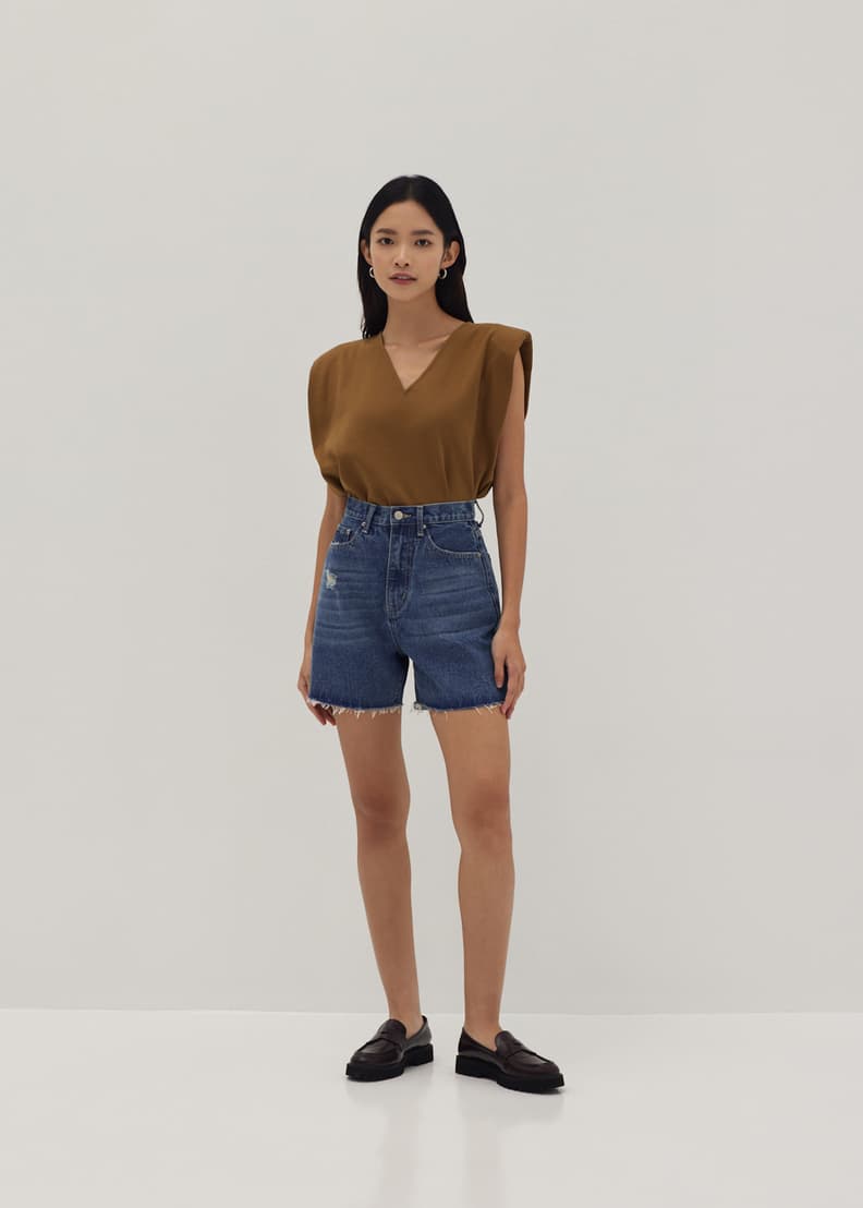 Frances Fray Hem Denim Shorts