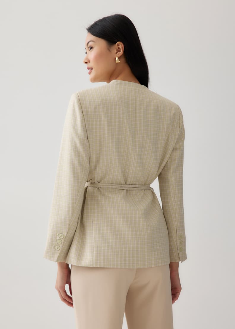 Check belted blazer outlet