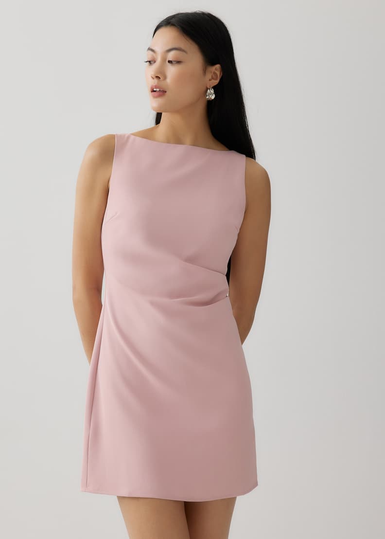 Galilea Boat Neck A line Mini Dress
