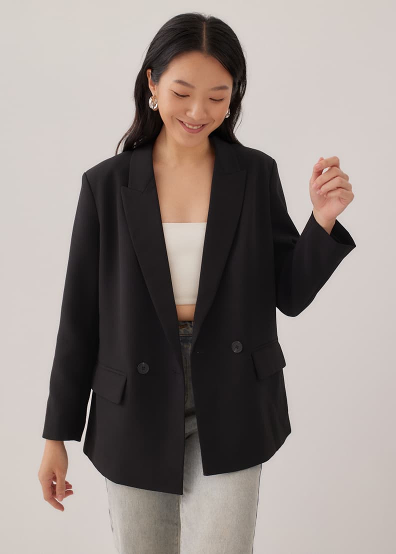 Button store down blazer