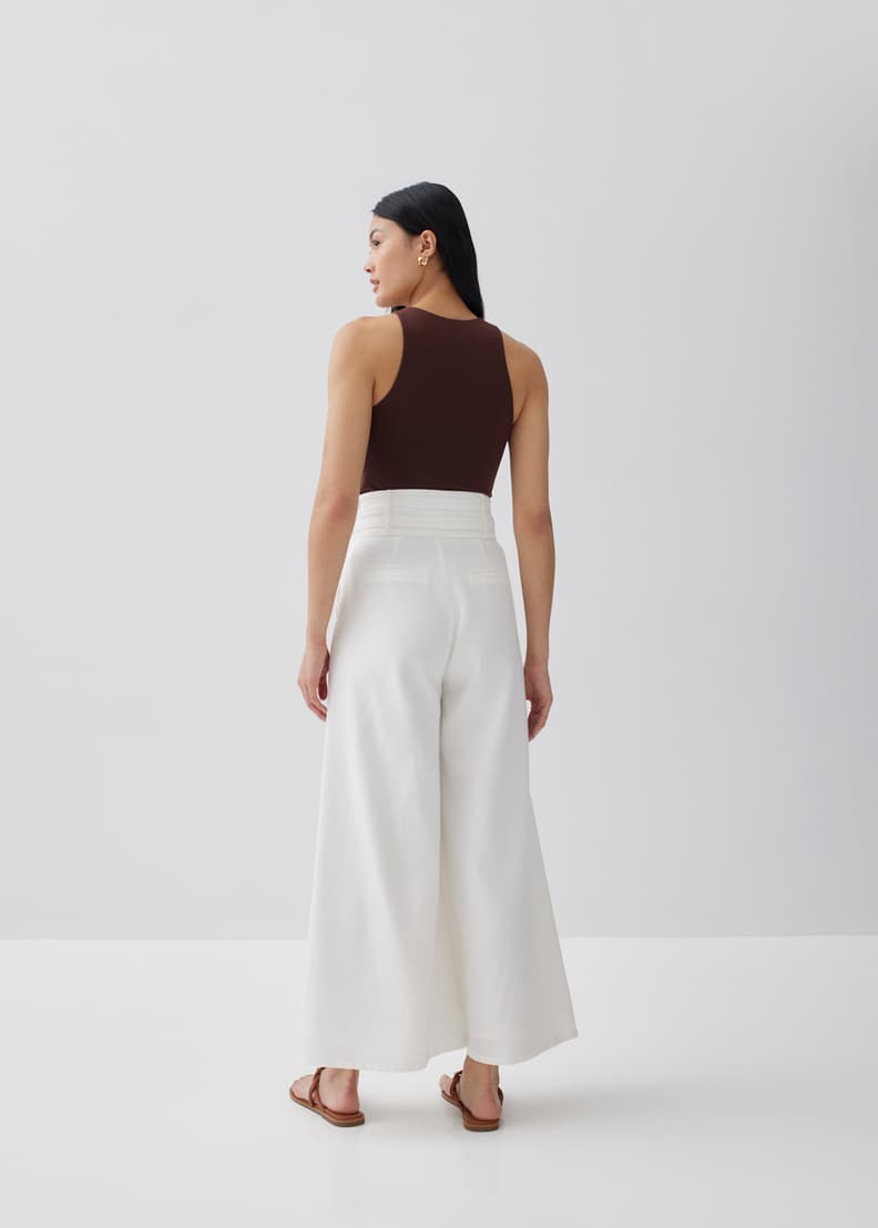 White linen wide leg new arrivals trousers