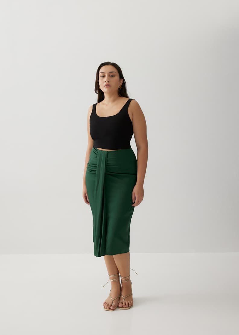 Ruched outlet wrap skirt