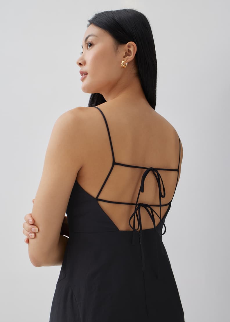 Low cut fit and flare dress cheap