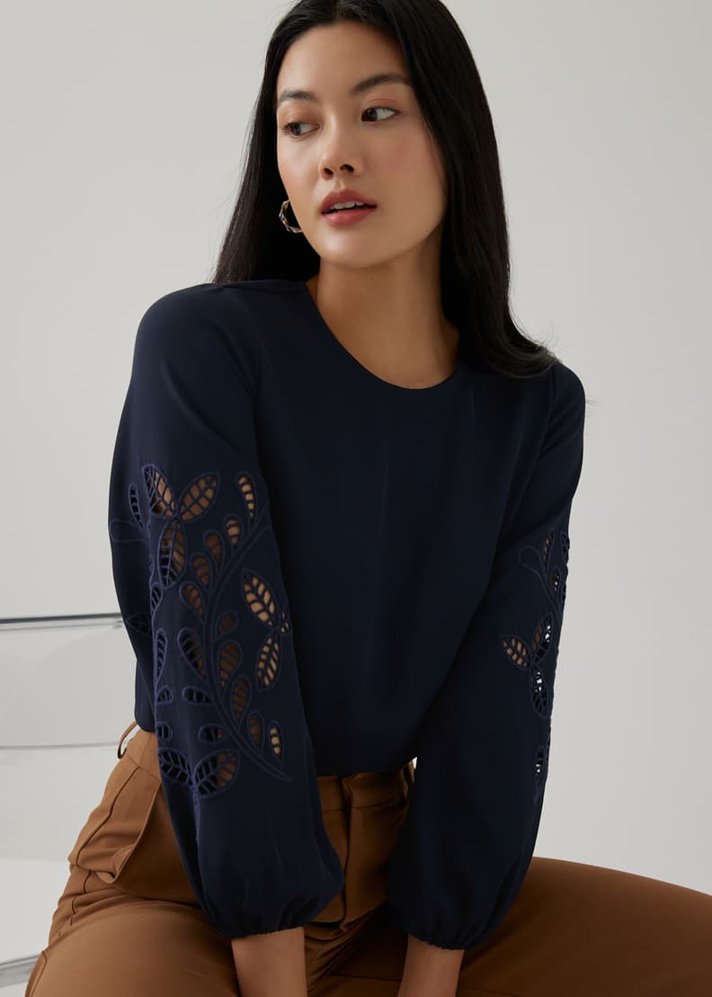 Buy Addie Embroidery Puff Sleeve Blouse @ Love, Bonito Singapore 