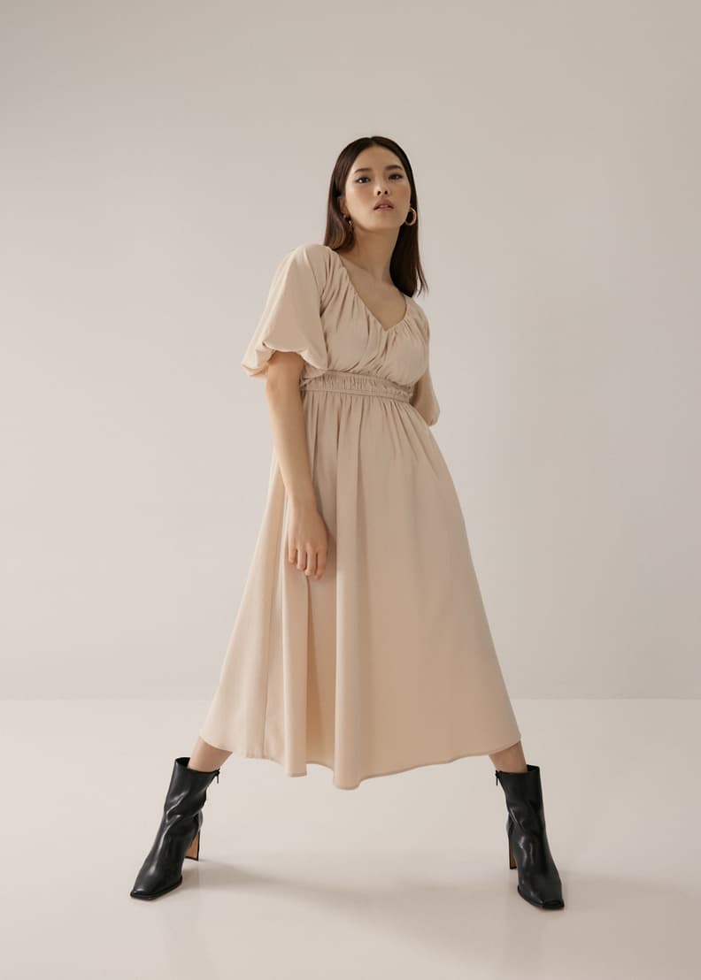 Elastic cheap ruched dress