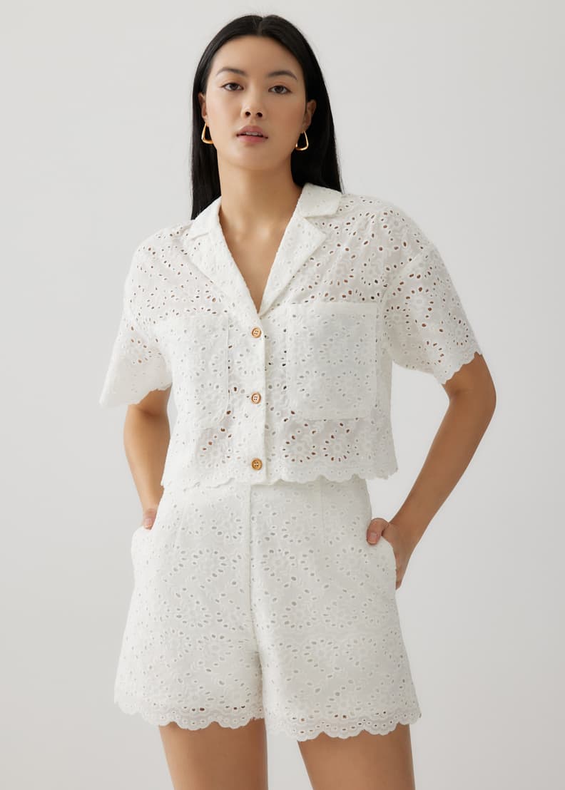White on sale broderie shorts