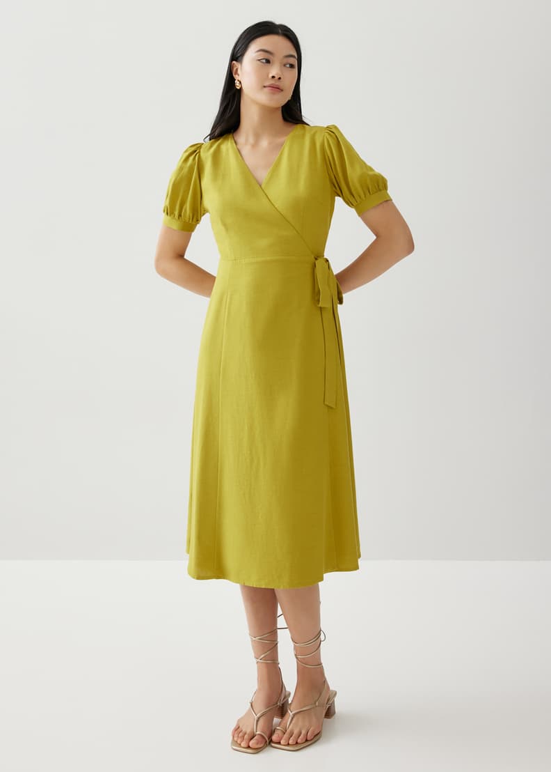 Buy Berenice Linen Wrap Dress Love Bonito Singapore Shop