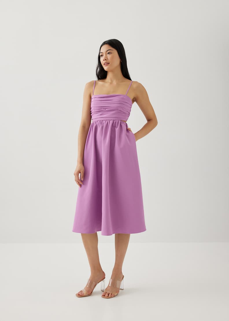 Ruched fit and flare dress new arrivals