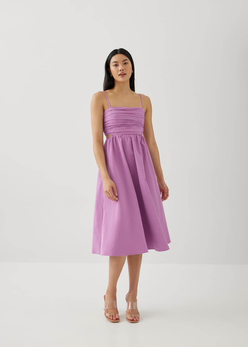 Ruched fit sales and flare dress