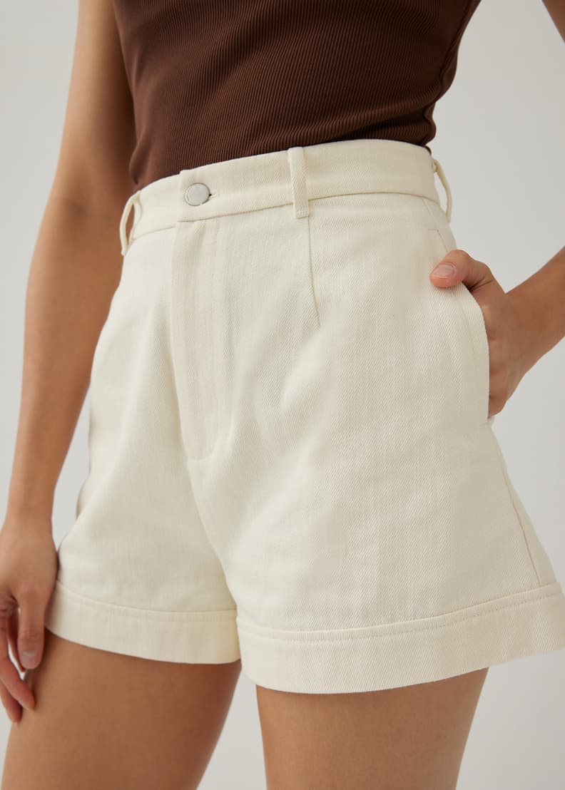 White cuffed best sale shorts