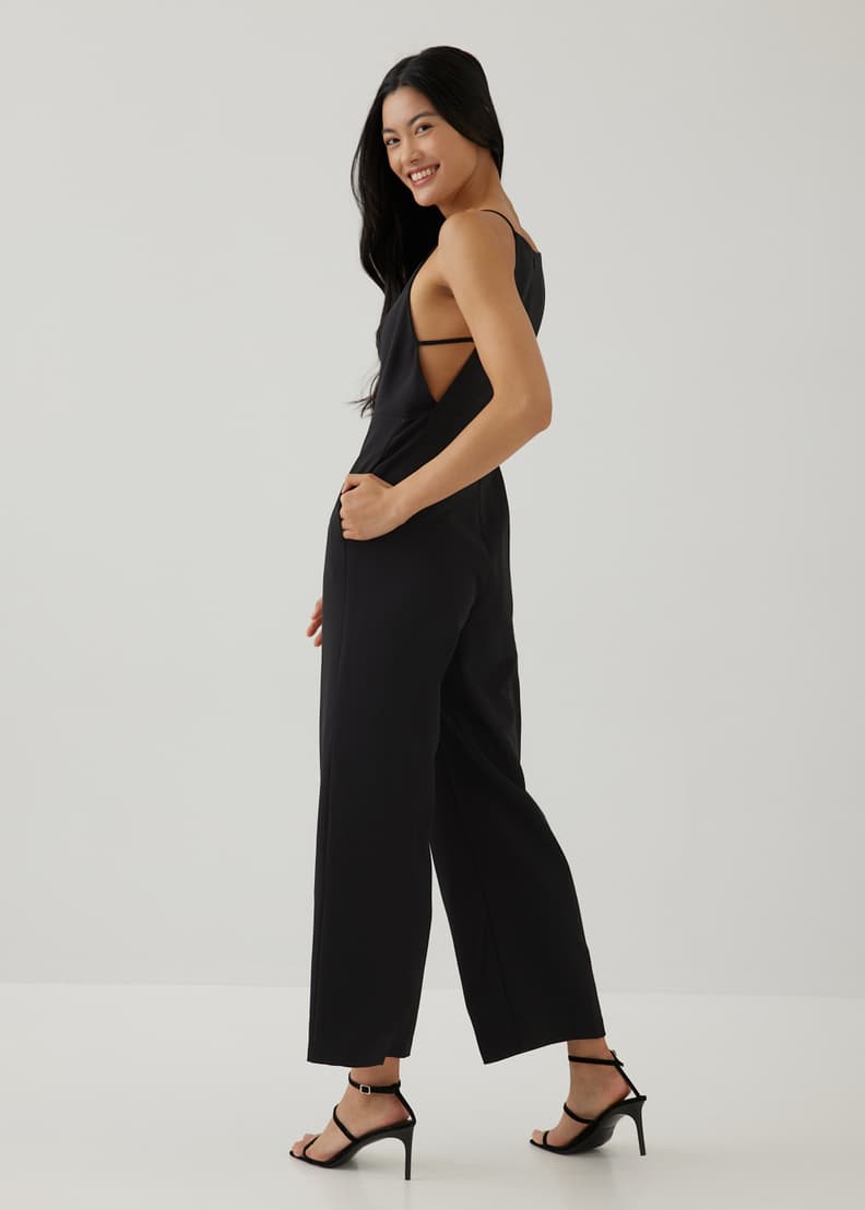 Black straight best sale leg jumpsuit