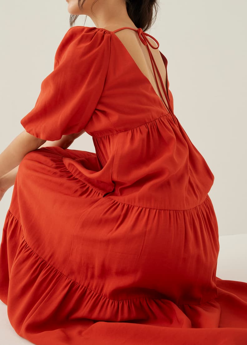 Katrine Padded Tiered Maxi Dress Love Bonito ID