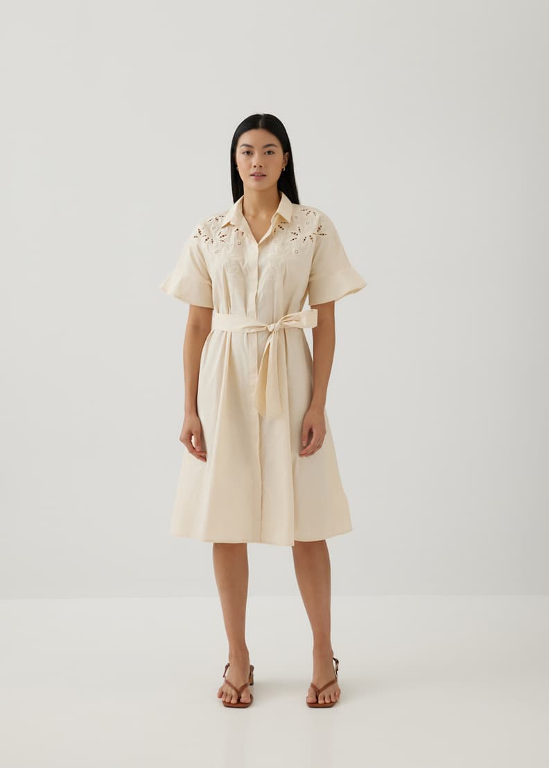 Sansa Openwork Embroidered Shirt Dress