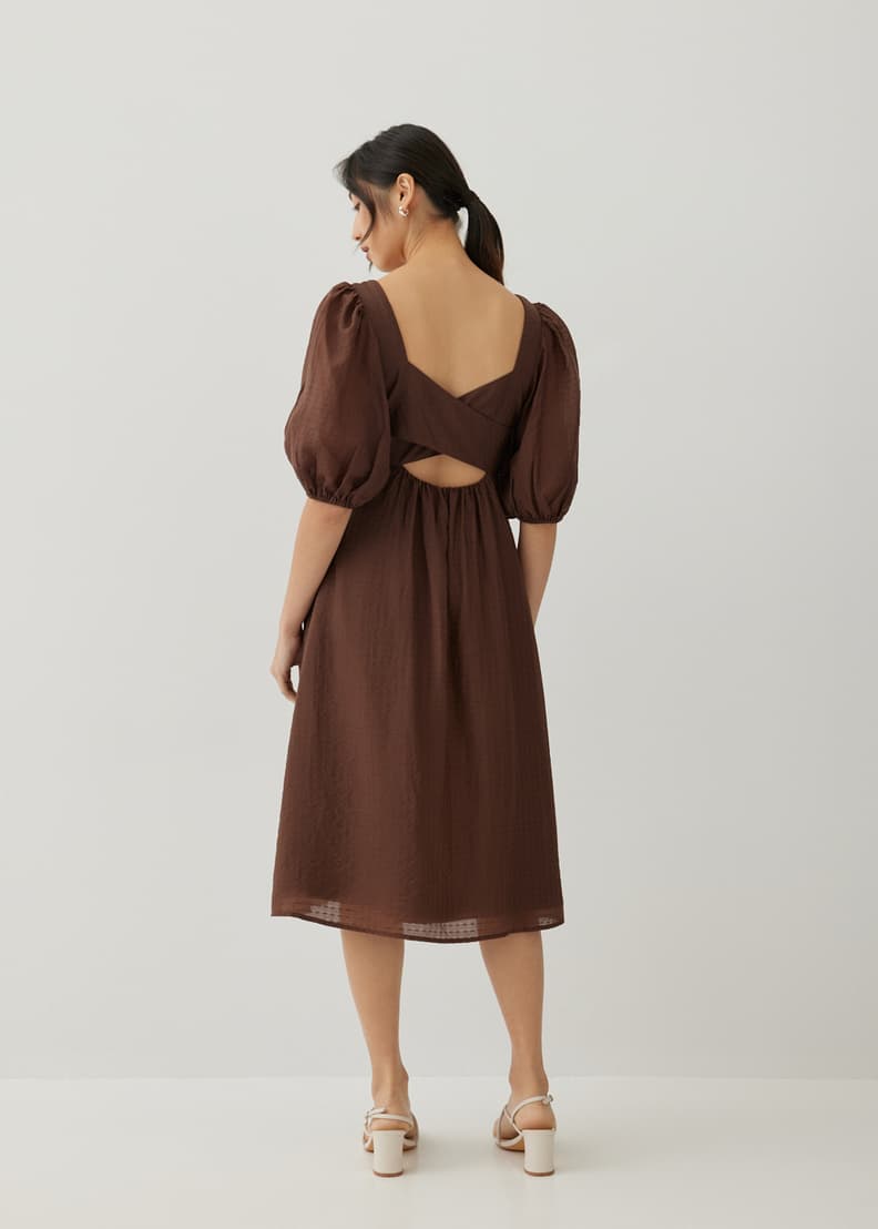 Buy Lisbeth Textured Cross Back Midi Dress Love Bonito Shop