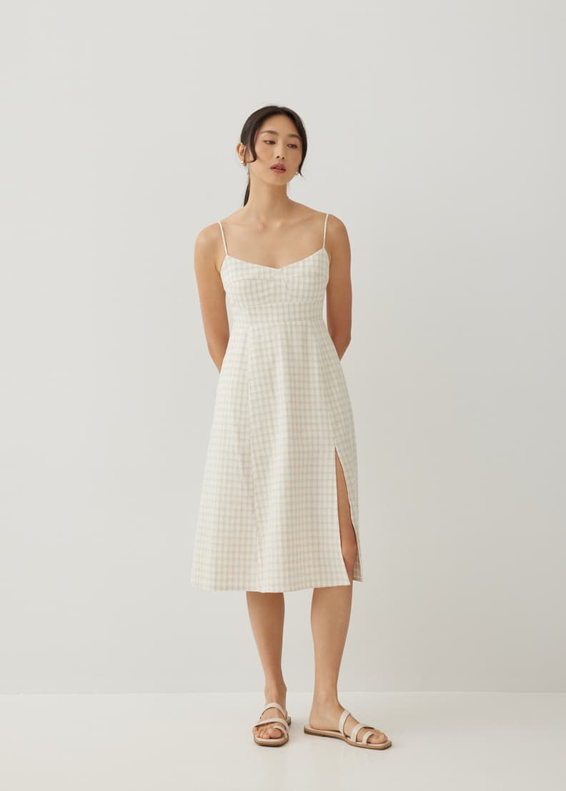 Elvira Gingham Bustier Midi Dress | Love, Bonito US